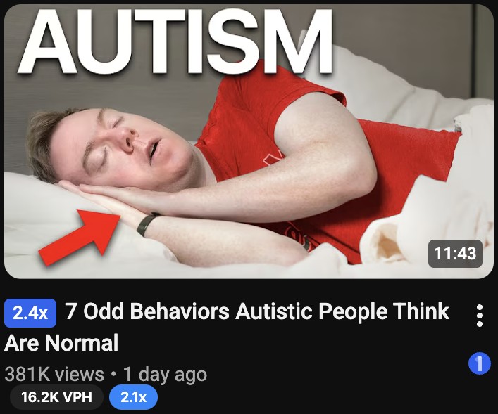 7 Odd Behaviors Autistic People Think Are Normal. 381K views in 1 day, 2.4x outlier